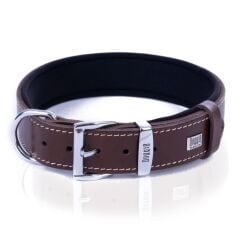 Doggie Konforlu Gerçek Deriden El Yapımı Nazar Boncuklu Köpek Boyun Tasması 4x52-60cm - Brown