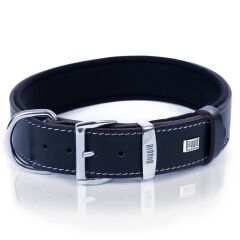 Doggie Konforlu Gerçek Deriden El Yapımı Nazar Boncuklu Köpek Boyun Tasması 4x52-60cm - Black