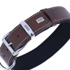 Doggie Konforlu Gerçek Deriden El Yapımı Nazar Boncuklu Köpek Boyun Tasması 4x57-65cm - Brown