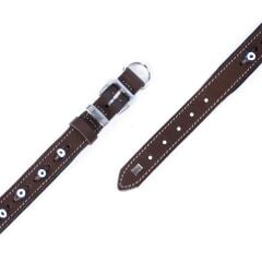 Doggie Konforlu Gerçek Deriden El Yapımı Nazar Boncuklu Köpek Boyun Tasması 2x30-35cm - Brown