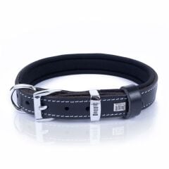Doggie Konforlu Gerçek Deriden El Yapımı Nazar Boncuklu Köpek Boyun Tasması 2x35-40cm - Black