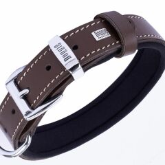 Doggie Konforlu Gerçek Deriden El Yapımı Nazar Boncuklu Köpek Boyun Tasması 2,5x37-45cm - Brown