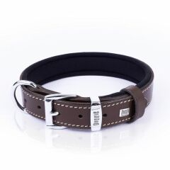 Doggie Konforlu Gerçek Deriden El Yapımı Nazar Boncuklu Köpek Boyun Tasması 2,5x37-45cm - Brown