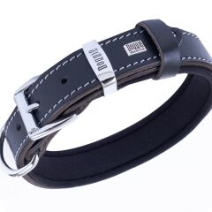 Doggie Konforlu Gerçek Deriden El Yapımı Nazar Boncuklu Köpek Boyun Tasması 2,5x37-45cm - Black