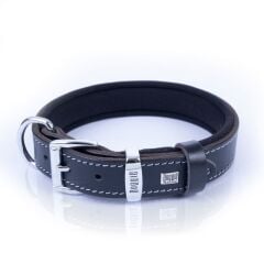 Doggie Konforlu Gerçek Deriden El Yapımı Nazar Boncuklu Köpek Boyun Tasması 2,5x37-45cm - Black