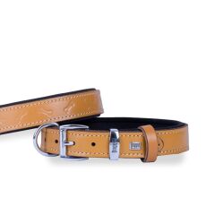 Doggie Konforlu Gerçek Deriden El Yapımı Kemik Desenli Köpek Boyun Tasması 3x42-50cm - Camel