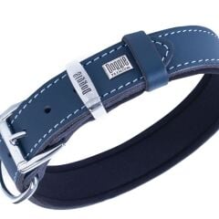Doggie Konforlu Gerçek Deriden El Yapımı Kemik Desenli Köpek Boyun Tasması 3x42-50cm - Royal Blue