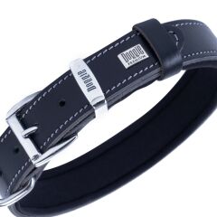 Doggie Konforlu Gerçek Deriden El Yapımı Kemik Desenli Köpek Boyun Tasması 3x42-50cm - Black