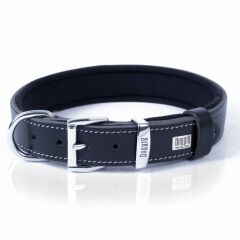 Doggie Konforlu Gerçek Deriden El Yapımı Kemik Desenli Köpek Boyun Tasması 3x42-50cm - Black