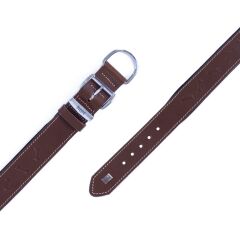 Doggie Konforlu Gerçek Deriden El Yapımı Kemik Desenli Köpek Boyun Tasması 3,5x47-55cm - Brown