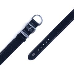 Doggie Konforlu Gerçek Deriden El Yapımı Kemik Desenli Köpek Boyun Tasması 3,5x47-55cm - Black