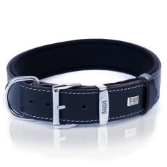 Doggie Konforlu Gerçek Deriden El Yapımı Kemik Desenli Köpek Boyun Tasması 4x52-60cm - Black