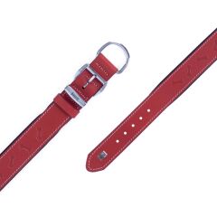 Doggie Konforlu Gerçek Deriden El Yapımı Kemik Desenli Köpek Boyun Tasması 3,5x52-60cm - Red