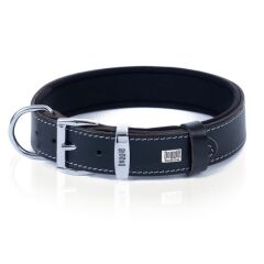 Doggie Konforlu Gerçek Deriden El Yapımı Kemik Desenli Köpek Boyun Tasması 3,5x52-60cm - Black