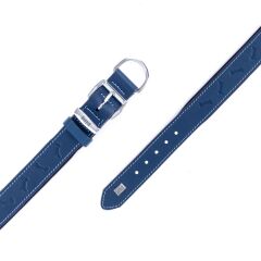 Doggie Konforlu Gerçek Deriden El Yapımı Kemik Desenli Köpek Boyun Tasması 4x57-65cm - Royal Blue