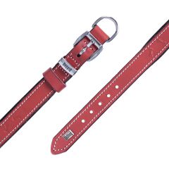 Doggie Konforlu Gerçek Deriden El Yapımı Kemik Desenli Köpek Boyun Tasması 2x30-35cm - Red