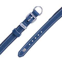Doggie Konforlu Gerçek Deriden El Yapımı Kemik Desenli Köpek Boyun Tasması 2x30-35cm - Royal Blue