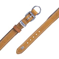 Doggie Konforlu Gerçek Deriden El Yapımı Kemik Desenli Köpek Boyun Tasması 2x35-40cm - Camel