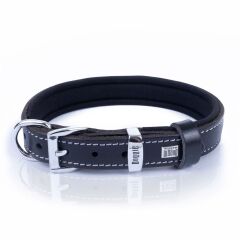 Doggie Konforlu Gerçek Deriden El Yapımı Kemik Desenli Köpek Boyun Tasması 2x35-40cm - Black