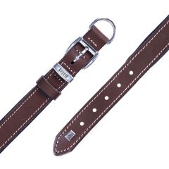 Doggie Konforlu Gerçek Deriden El Yapımı Kemik Desenli Köpek Boyun Tasması 2,5x37-45cm - Brown