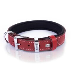 Doggie Konforlu Gerçek Deriden El Yapımı Kemik Desenli Köpek Boyun Tasması 2,5x37-45cm - Red