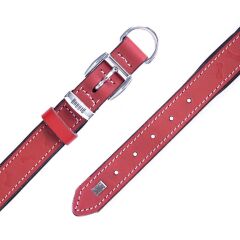 Doggie Konforlu Gerçek Deriden El Yapımı Kemik Desenli Köpek Boyun Tasması 2,5x37-45cm - Red