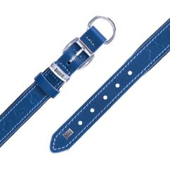 Doggie Konforlu Gerçek Deriden El Yapımı Kemik Desenli Köpek Boyun Tasması 2,5x37-45cm - Royal Blue