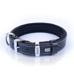 Doggie Konforlu Gerçek Deriden El Yapımı Kemik Desenli Köpek Boyun Tasması 2,5x37-45cm - Black