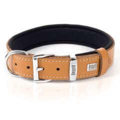 Doggie Konforlu Gerçek Deriden El Yapımı Pati Desenli Köpek Boyun Tasması 3x42-50cm - Camel