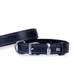 Doggie Konforlu Gerçek Deriden El Yapımı Pati Desenli Köpek Boyun Tasması 3x42-50cm - Black