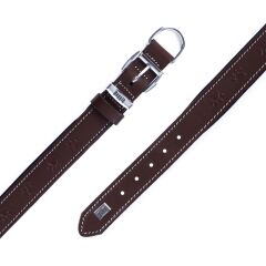 Doggie Konforlu Gerçek Deriden El Yapımı Pati Desenli Köpek Boyun Tasması 3,5x47-55cm - Brown