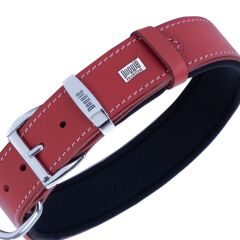 Doggie Konforlu Gerçek Deriden El Yapımı Pati Desenli Köpek Boyun Tasması 3,5x47-55cm - Red