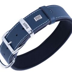 Doggie Konforlu Gerçek Deriden El Yapımı Pati Desenli Köpek Boyun Tasması 3,5x47-55cm - Royal Blue