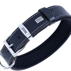 Doggie Konforlu Gerçek Deriden El Yapımı Pati Desenli Köpek Boyun Tasması 3,5x47-55cm - Black