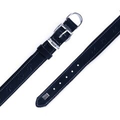 Doggie Konforlu Gerçek Deriden El Yapımı Pati Desenli Köpek Boyun Tasması 3,5x47-55cm - Black