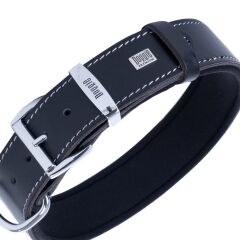 Doggie Konforlu Gerçek Deriden El Yapımı Pati Desenli Köpek Boyun Tasması 4x52-60cm - Black