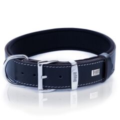 Doggie Konforlu Gerçek Deriden El Yapımı Pati Desenli Köpek Boyun Tasması 4x52-60cm - Black