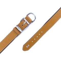 Doggie Konforlu Gerçek Deriden El Yapımı Pati Desenli Köpek Boyun Tasması 4x57-65cm - Camel