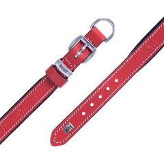 Doggie Konforlu Gerçek Deriden El Yapımı Pati Desenli Köpek Boyun Tasması 2x30-35cm - Red