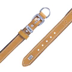 Doggie Konforlu Gerçek Deriden El Yapımı Pati Desenli Köpek Boyun Tasması 2x35-40cm - Camel