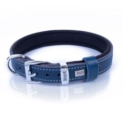 Doggie Konforlu Gerçek Deriden El Yapımı Pati Desenli Köpek Boyun Tasması 2x35-40cm - Royal Blue