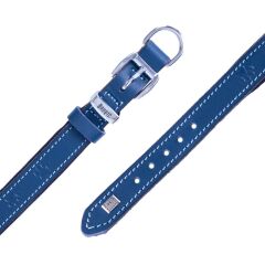 Doggie Konforlu Gerçek Deriden El Yapımı Pati Desenli Köpek Boyun Tasması 2x35-40cm - Royal Blue