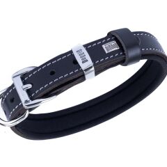 Doggie Konforlu Gerçek Deriden El Yapımı Pati Desenli Köpek Boyun Tasması 2x35-40cm - Black