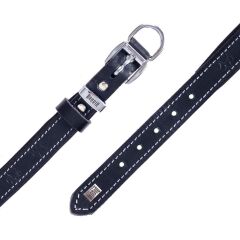 Doggie Konforlu Gerçek Deriden El Yapımı Pati Desenli Köpek Boyun Tasması 2x35-40cm - Black
