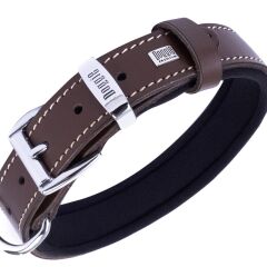 Doggie Konforlu Gerçek Deriden El Yapımı Pati Desenli Köpek Boyun Tasması 2,5x37-45cm - Brown