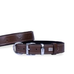 Doggie Konforlu Gerçek Deriden El Yapımı Pati Desenli Köpek Boyun Tasması 2,5x37-45cm - Brown