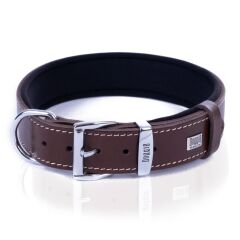 Doggie Konforlu Gerçek Deriden El Yapımı Pati Desenli Köpek Boyun Tasması 4x47-55cm - Brown