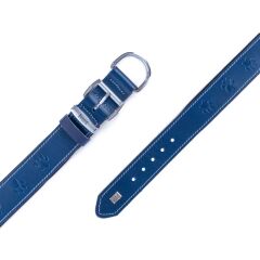Doggie Konforlu Gerçek Deriden El Yapımı Pati Desenli Köpek Boyun Tasması 4x47-55cm - Royal Blue