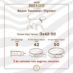 Doggie Konforlu Gerçek Deriden El Yapımı Kemik Süslü Köpek Boyun Tasması 3,5x47-55cm - Brown