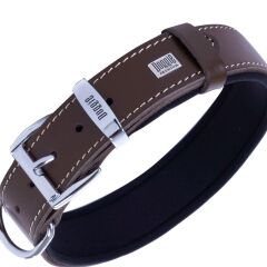 Doggie Konforlu Gerçek Deriden El Yapımı Kemik Süslü Köpek Boyun Tasması 3,5x47-55cm - Brown